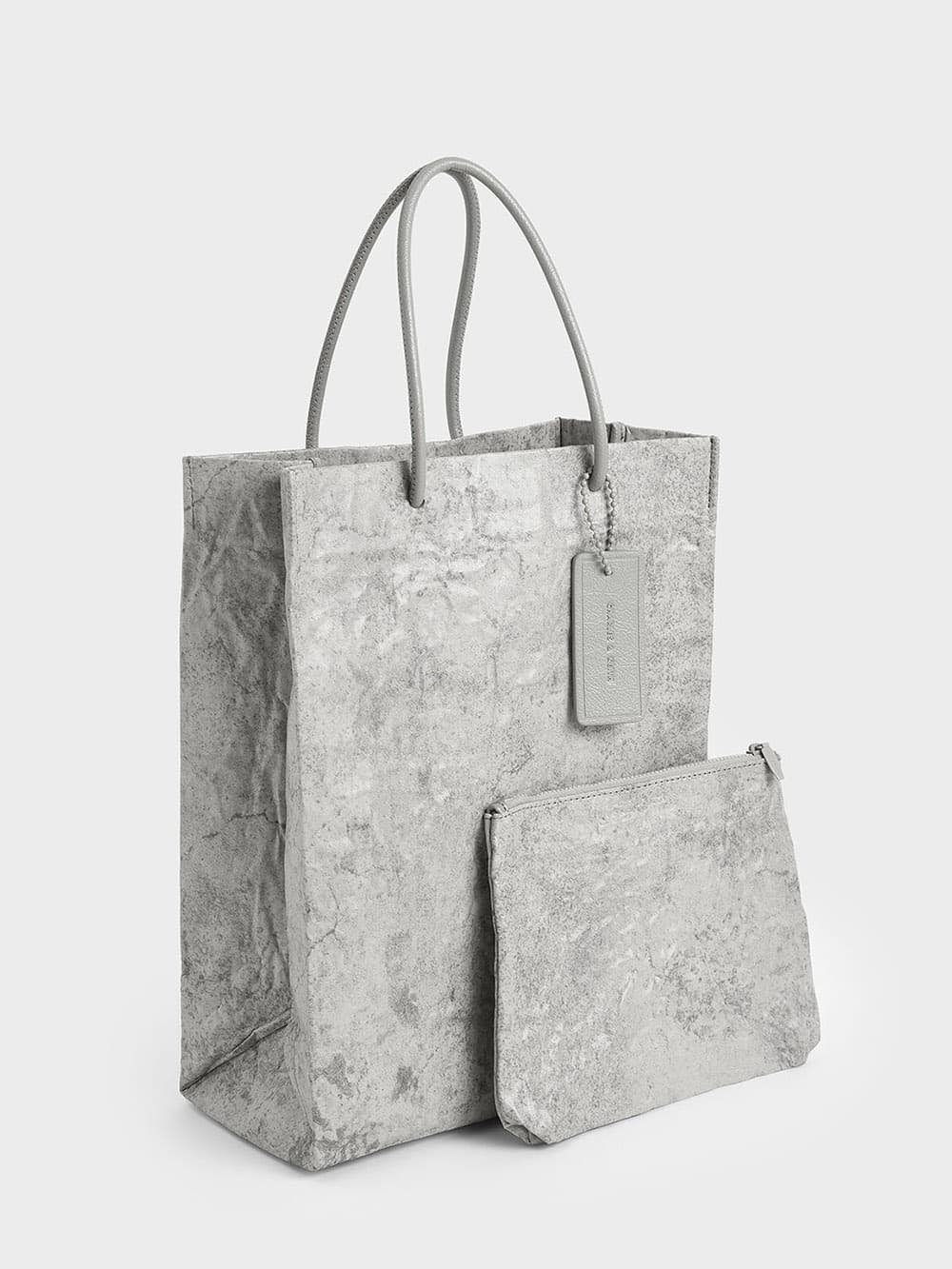 charles and keith textured tote bag