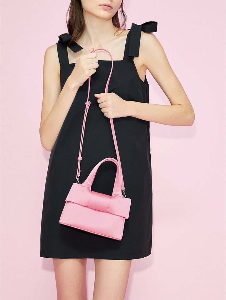 Women’s satin bow bucket bag in flamingo pink – CHARLES & KEITH