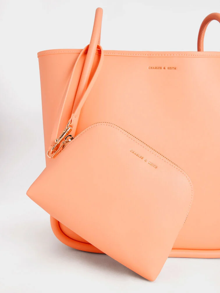 Women’s tubular slouchy tote bag in orange - CHARLES & KEITH