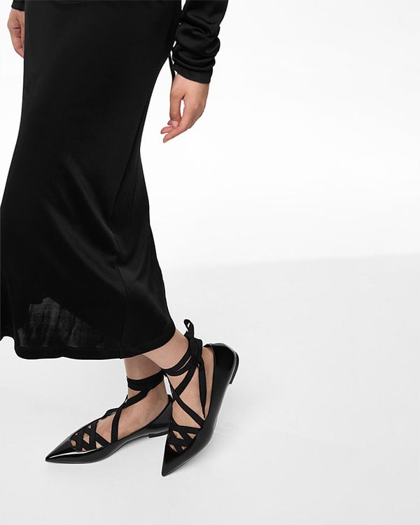 Women's Pointed-Toe Tie-Around Ballet Flats - CHARLES & KEITH