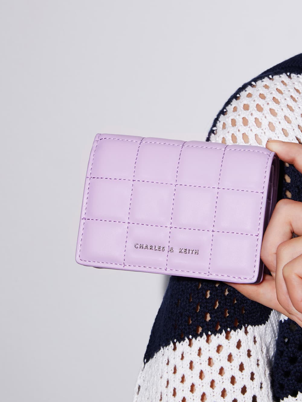 Women's Lilac Quilted Mini Short Wallet - CHARLES & KEITH