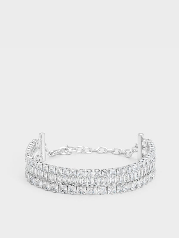 Silver Crystal Triple-Row Tennis Bracelet - CHARLES & KEITH