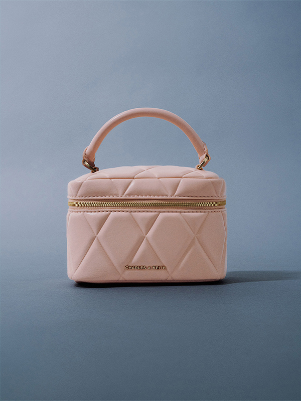 Women's Light Pink Arwen Quilted Top Handle Vanity Bag - CHARLES & KEITH