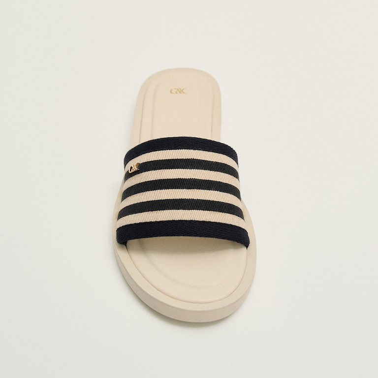Women’s canvas striped slide sandals – CHARLES & KEITH