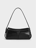 Noir Rachel Elongated Front-Pocket Chain-Handle Bag - CHARLES & KEITH