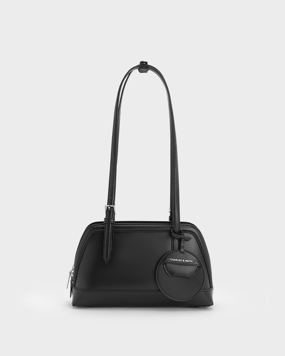 Women’s Enola Elongated-Handle Bag in black and Enola Canvas Two-Tone Elongated-Handle Bag in chocolate - CHARLES & KEITH