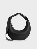 Noir Mini Toni Knotted Crescent Hobo Bag - CHARLES & KEITH