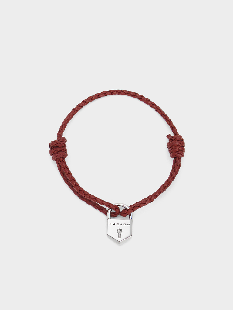 Silver Lockit Bracelet, Silver and Red Polyester Cord - Categories