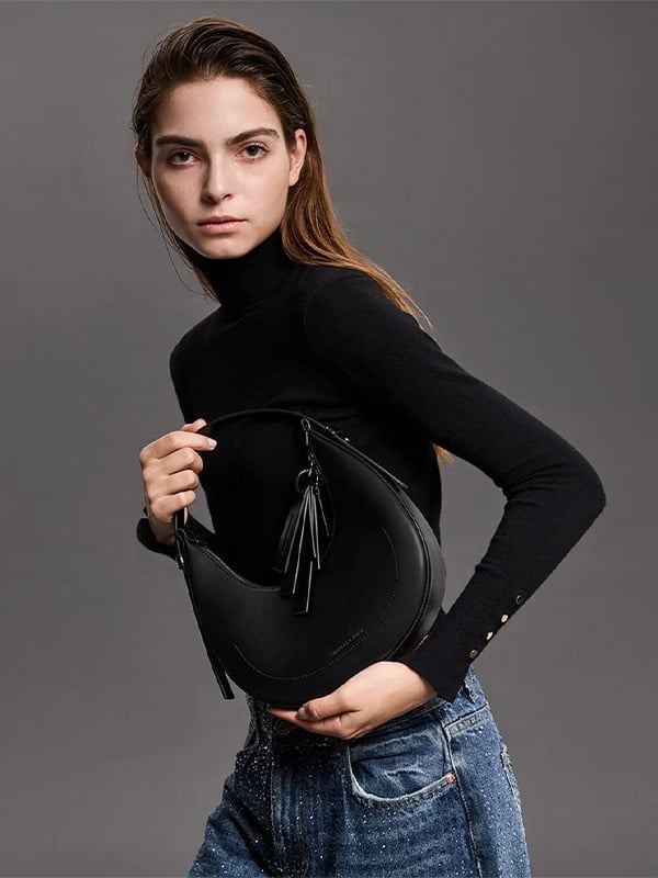 Women Noir Carey Crescent Hobo Bag - CHARLES & KEITH