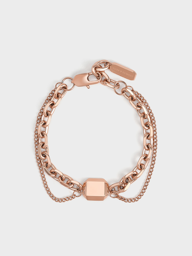 Rose Gold Keziah Double Chain-Link Bracelet - CHARLES & KEITH