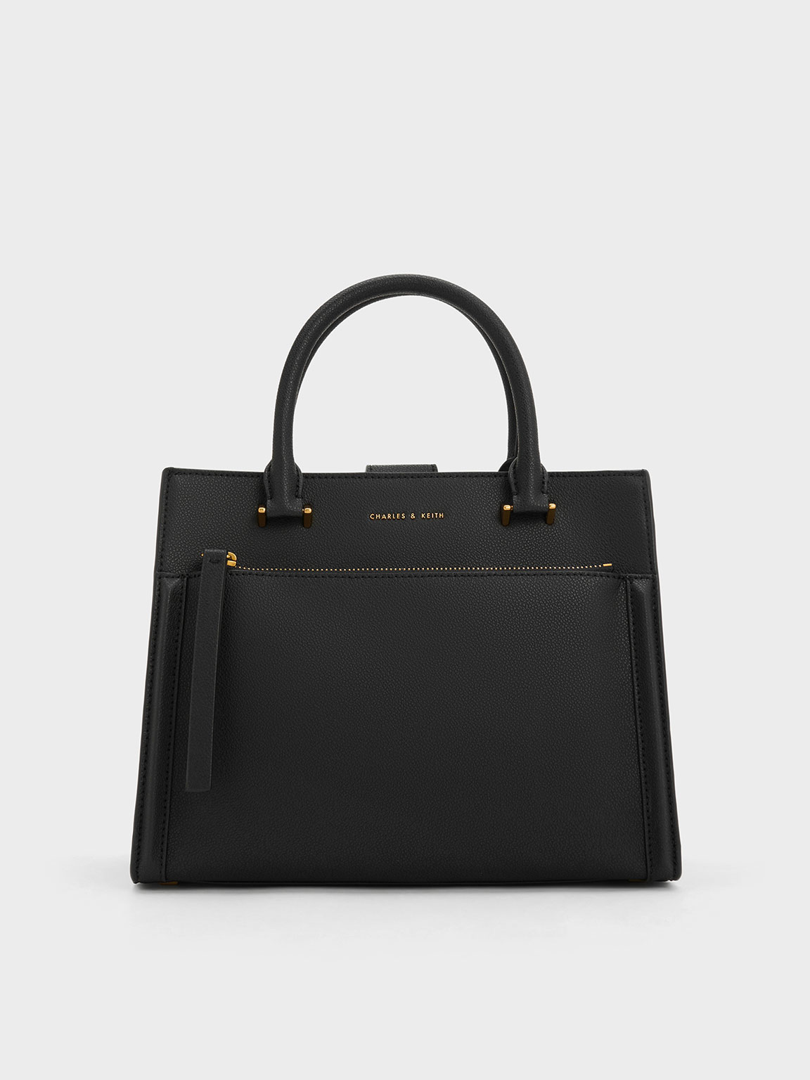Charles & Keith Anwen Structured Tote Bag In Black