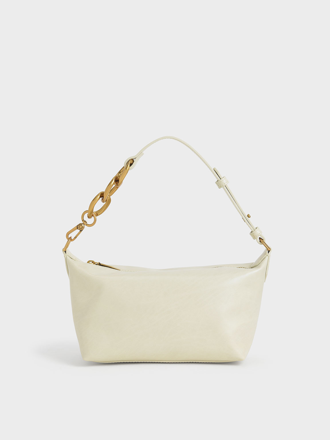 Chalk Metallic Accent Hobo Shoulder Bag - CHARLES & KEITH International