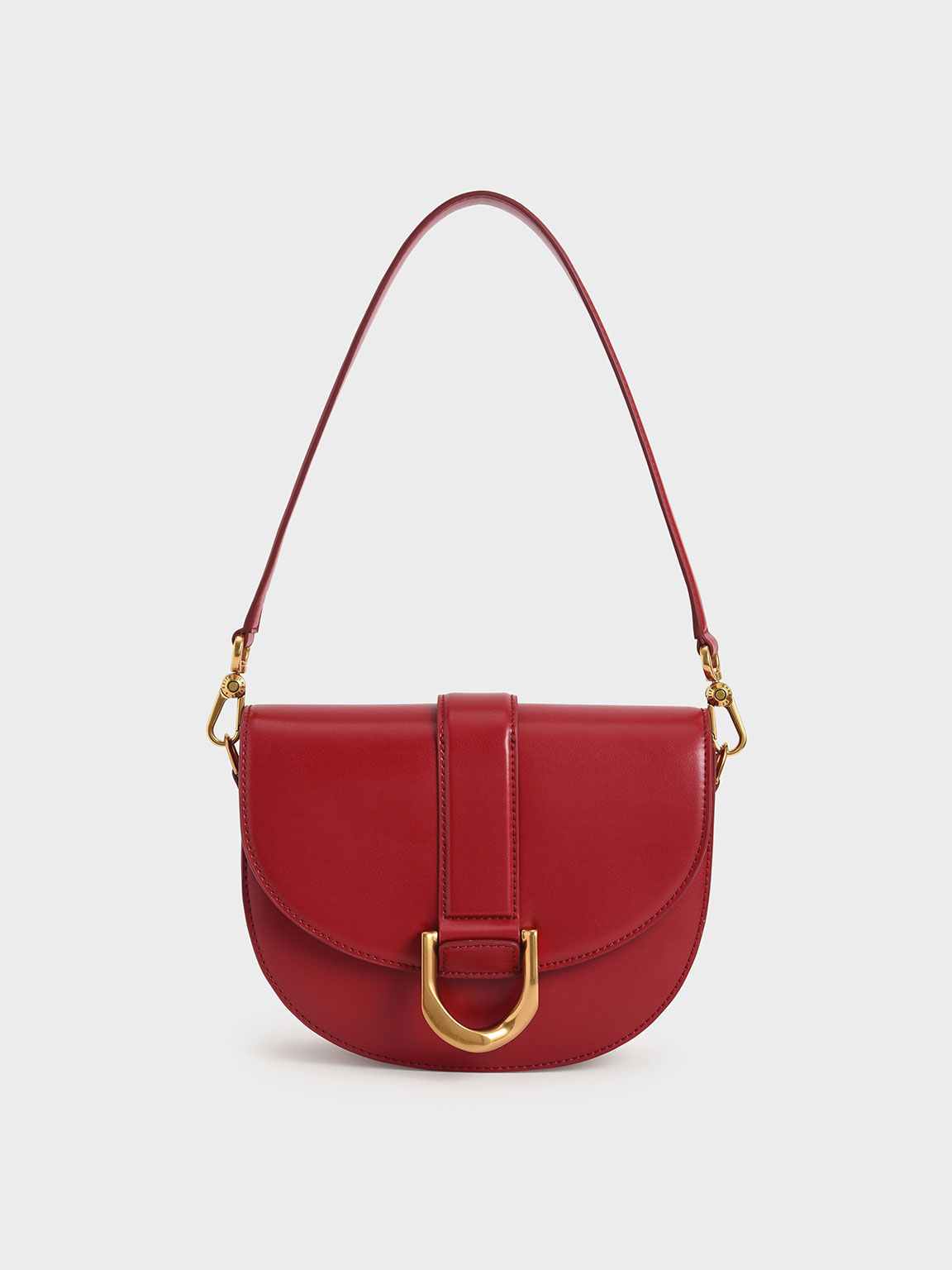  Red  Metallic Buckle Saddle Bag  CHARLES  KEITH  ID