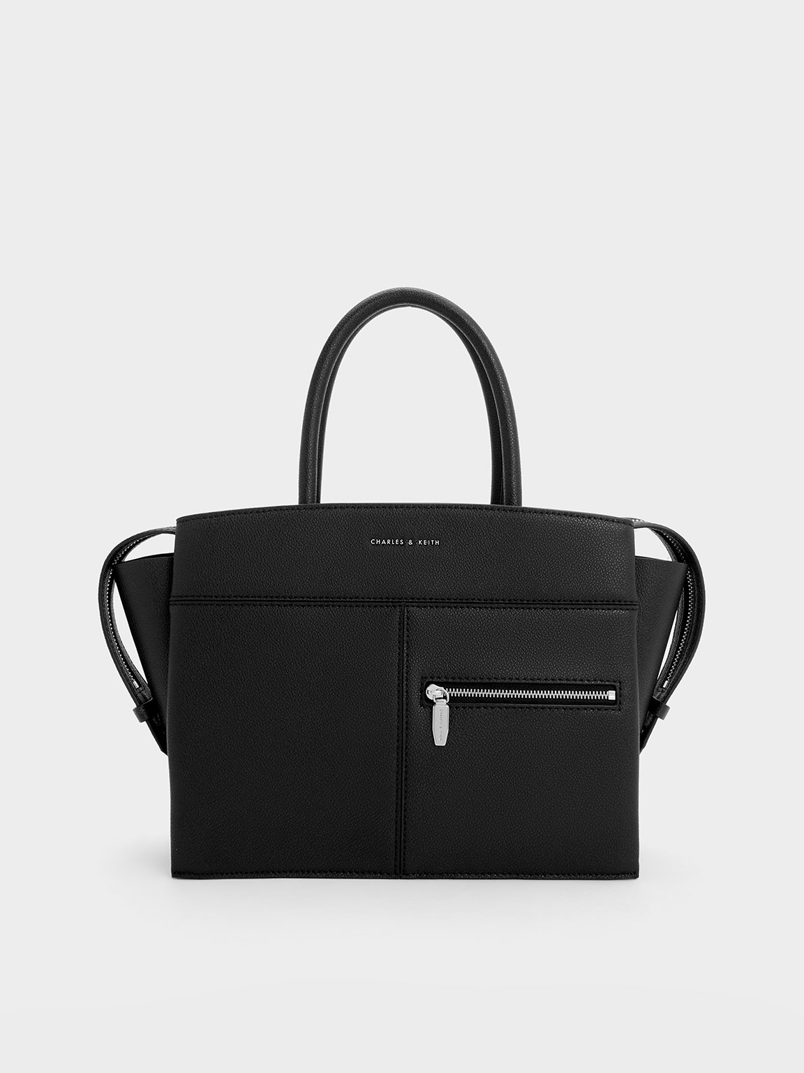 Charles & Keith Anwen Trapeze Top Handle Bag In Black
