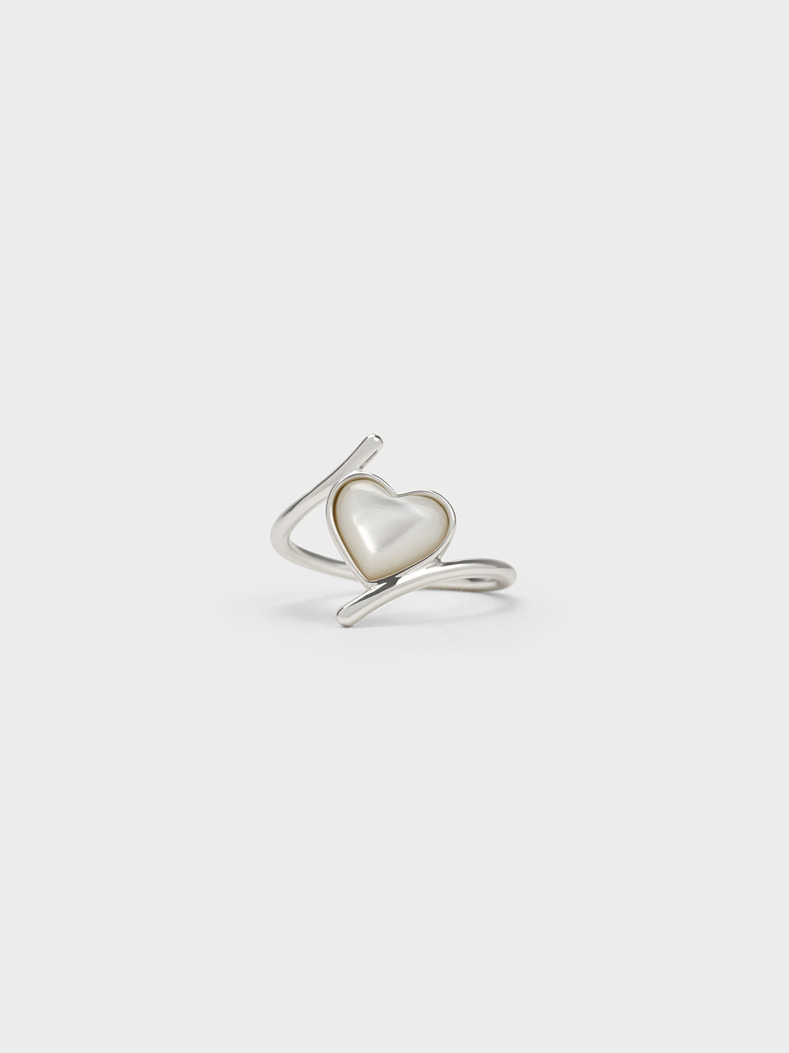 Silver Annalise Heart Stone Ring - CHARLES & KEITH CL