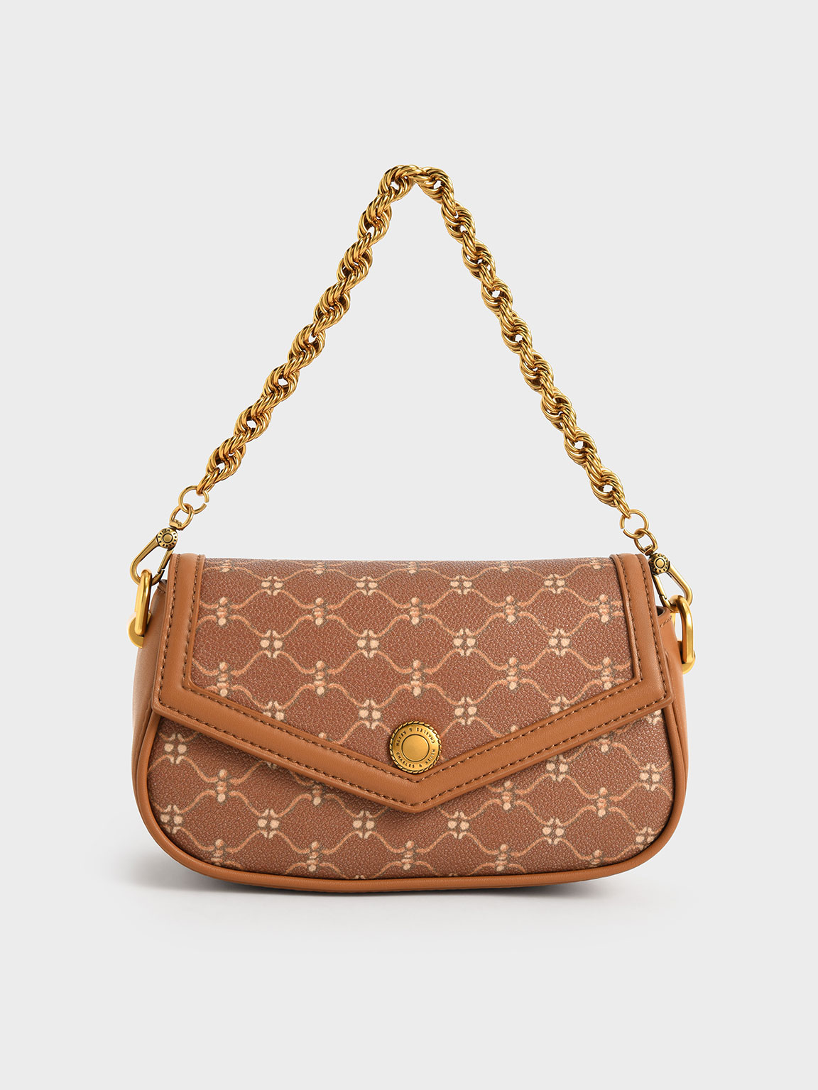  Fossil Satchel, Brown Chain Print : Clothing, Shoes & Jewelry
