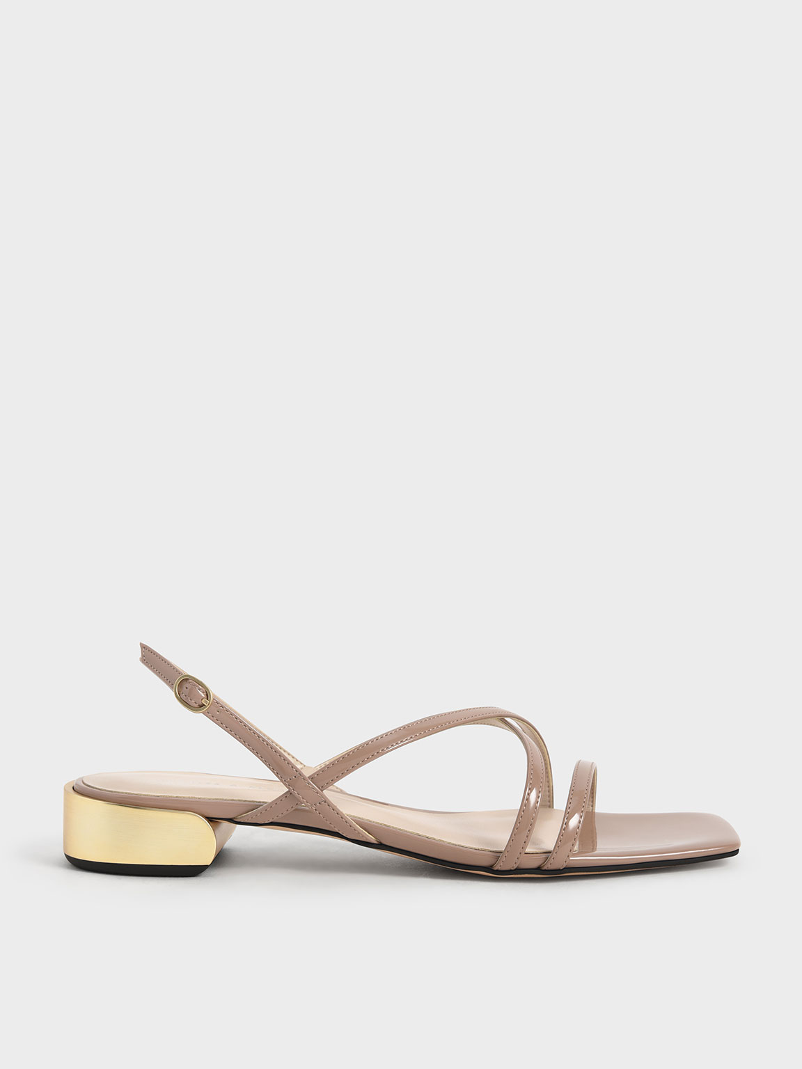 Charles & Keith Heart Heel Strappy Sandals in White