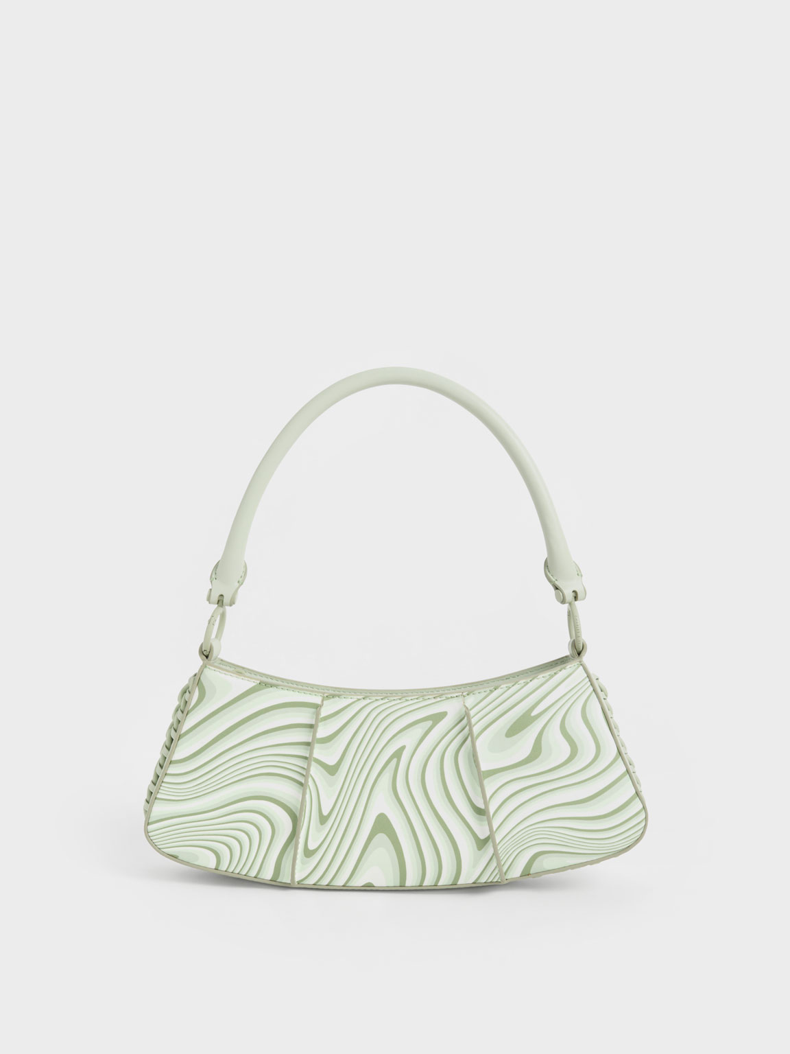 Charles & Keith Arlys Curved Shoulder Bag In Mint Green