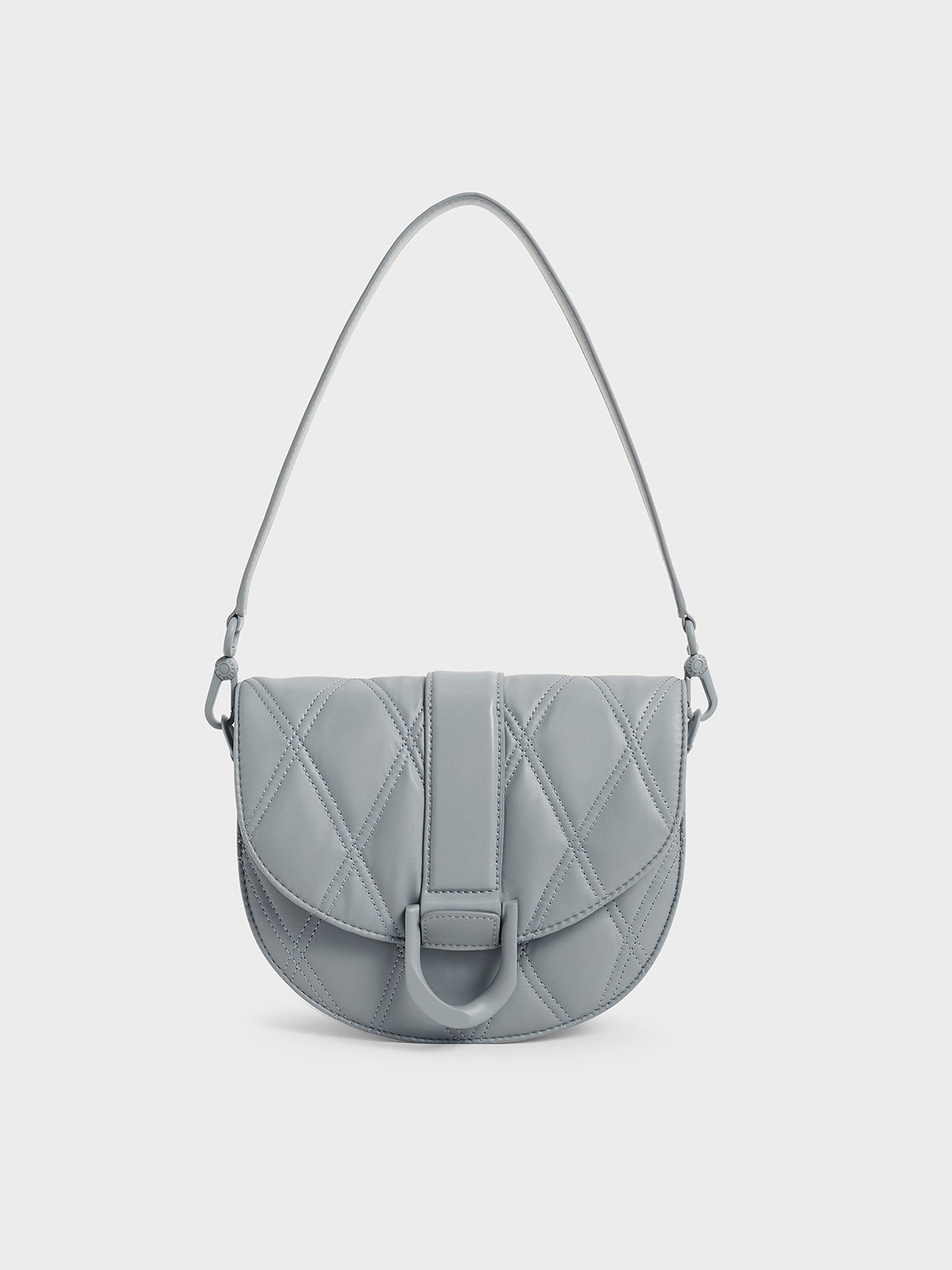 Steel Blue Gabine Quilted Saddle Bag - CHARLES & KEITH International