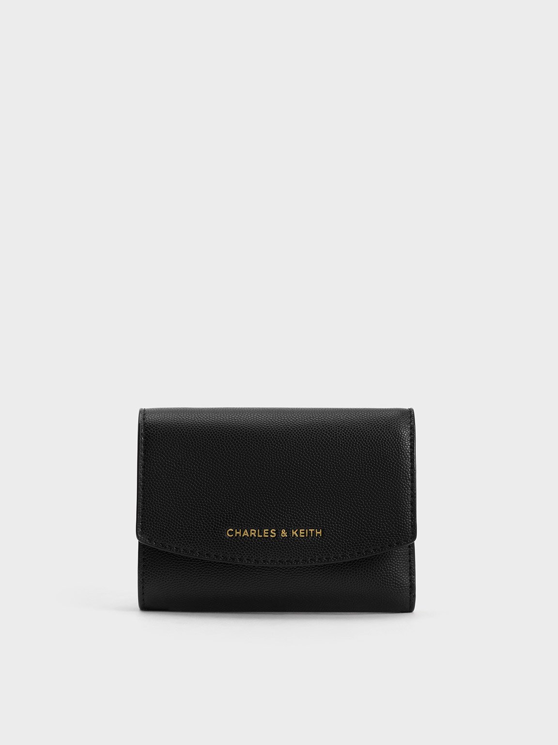 Black Curved Front Flap Wallet - CHARLES & KEITH BS