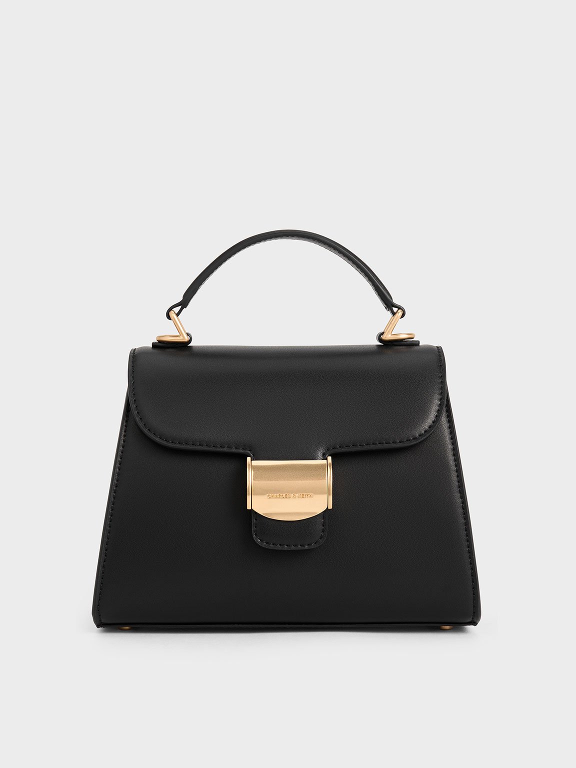 Black Violetta Trapeze Top Handle Bag - CHARLES & KEITH PH