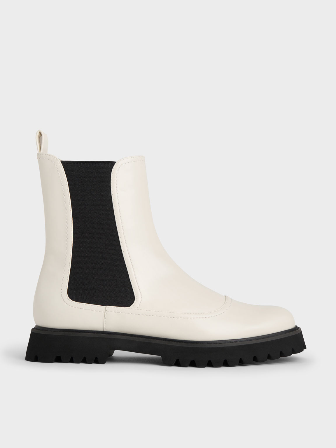 Charles & Keith Ridged-sole Chelsea Boots In Chalk | ModeSens