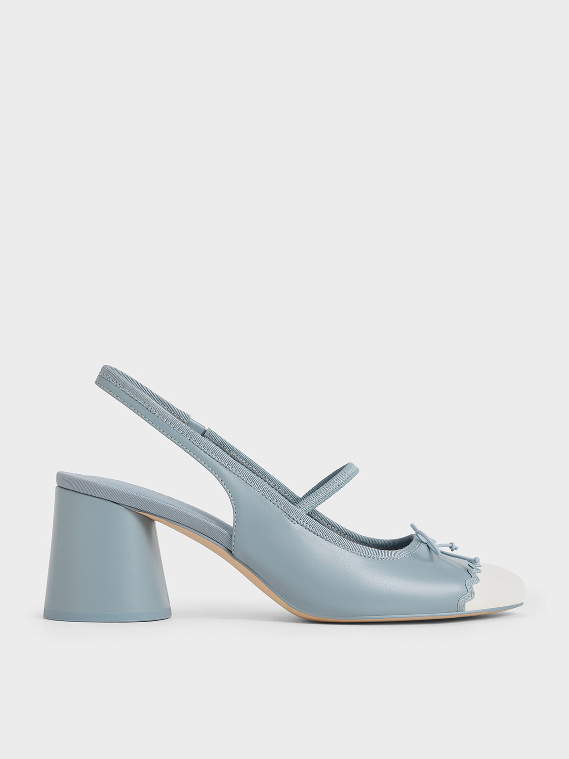 Light Blue Two-Tone Bow Slingback Pumps - CHARLES & KEITH US