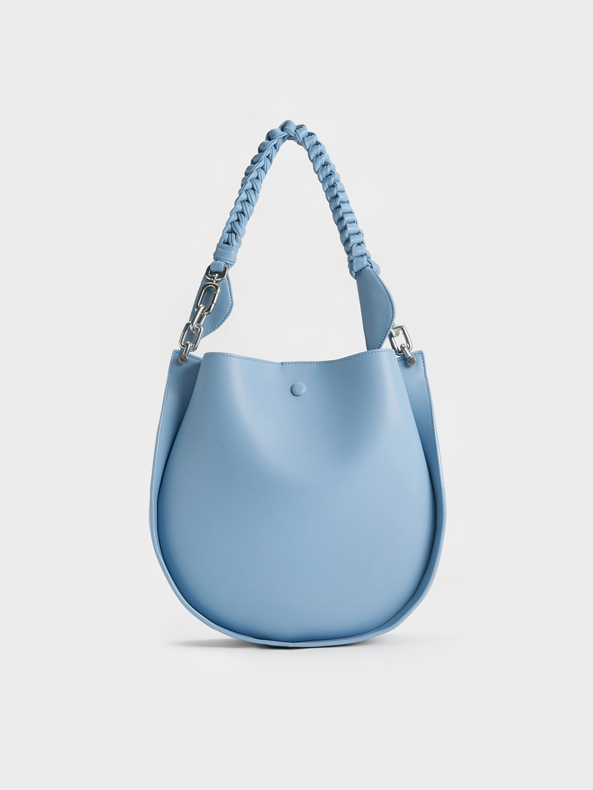 Light Blue Cleona Braided Handle Shoulder Bag - CHARLES & KEITH 