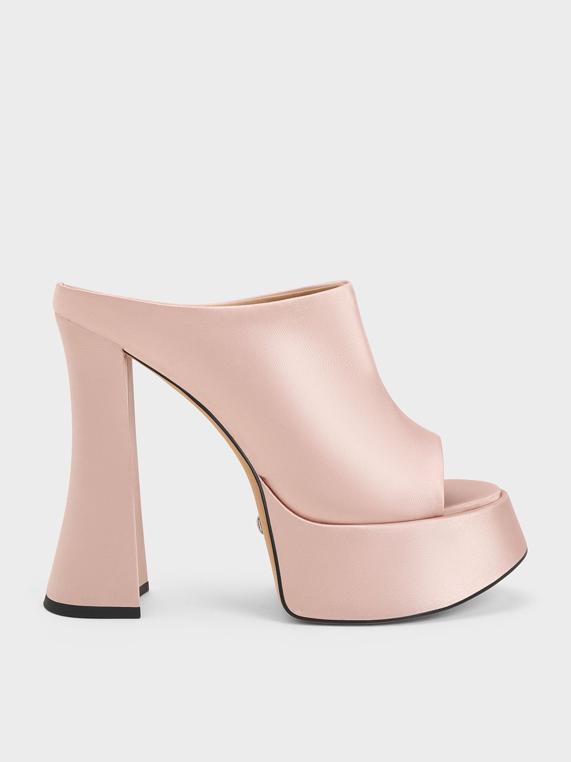 Charles & Keith Delphine Recycled Polyester Platform Mules In Nude
