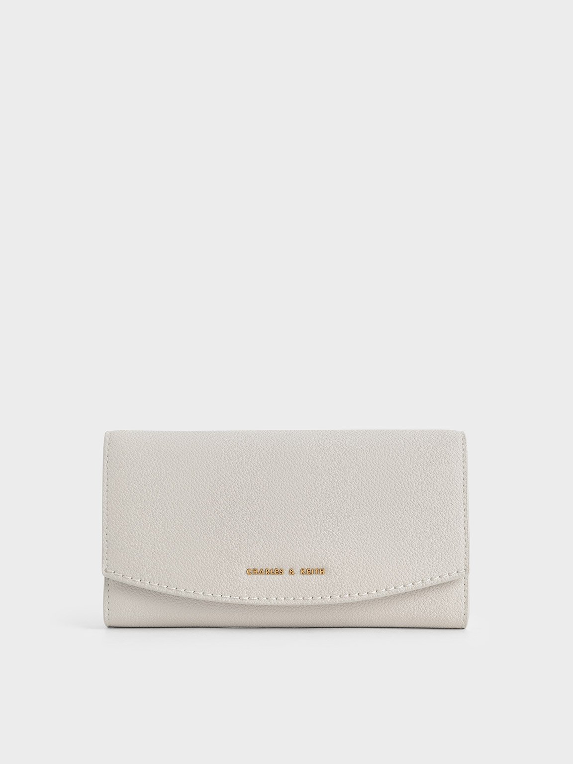 Light Grey Curved Flap Long Wallet - CHARLES & KEITH US