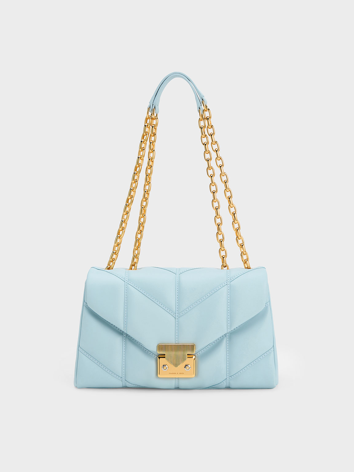 Blue Eudora Chevron Trapeze Bag - CHARLES & KEITH SG