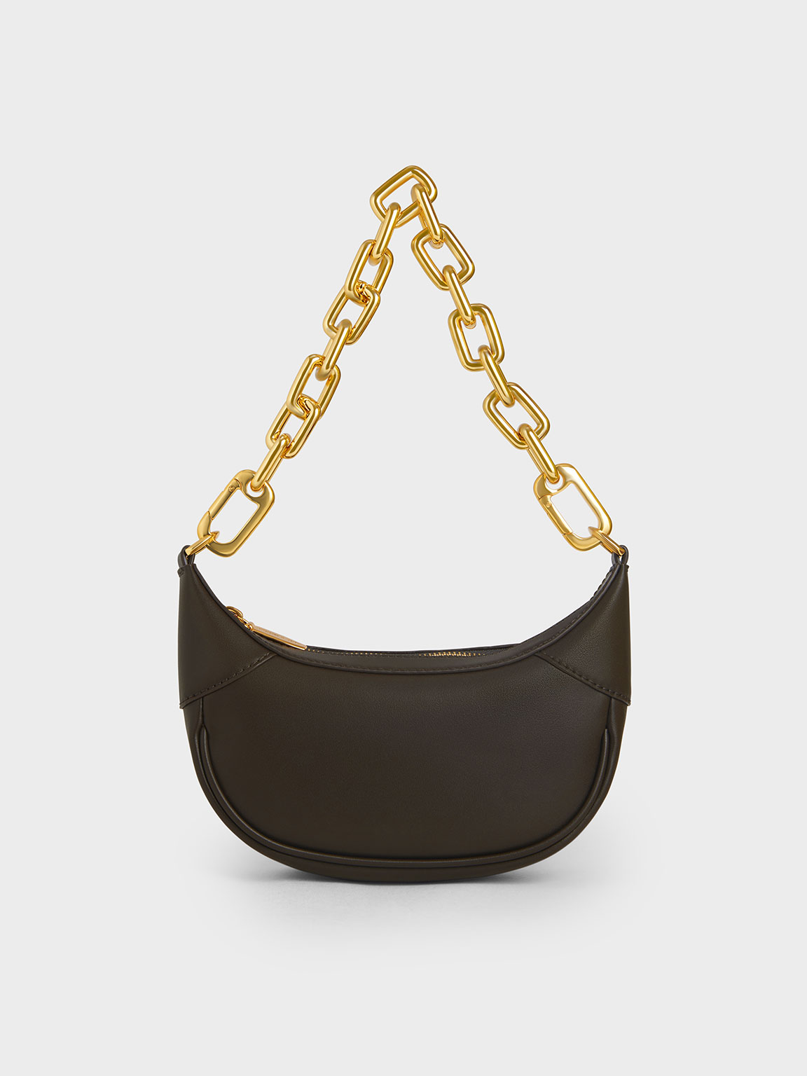 Dark Moss Shalia Chain-Handle Moon Bag - CHARLES & KEITH US