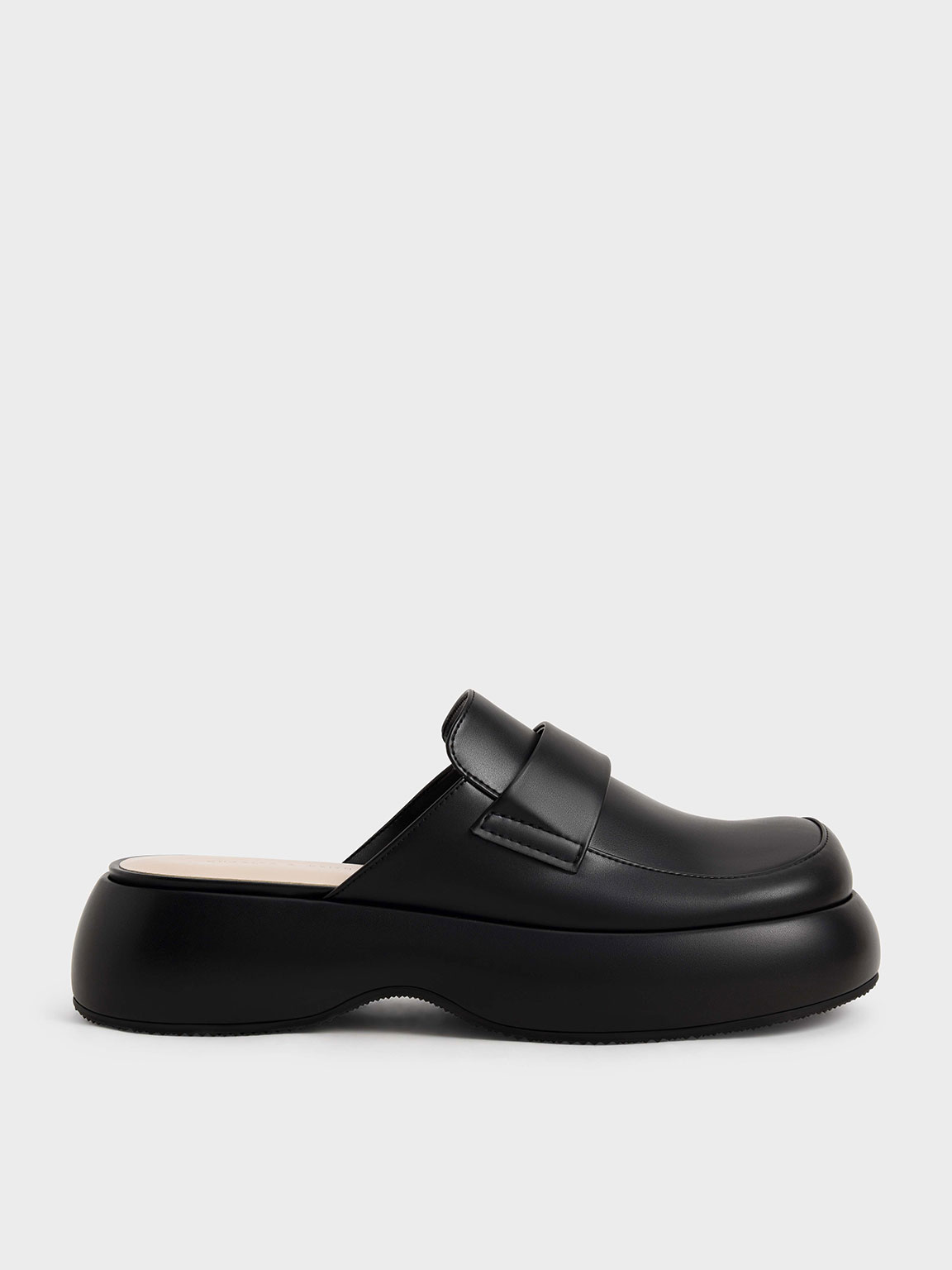 Charles And Keith Rory Platform Penny Loafer Mules In Black Modesens 2486