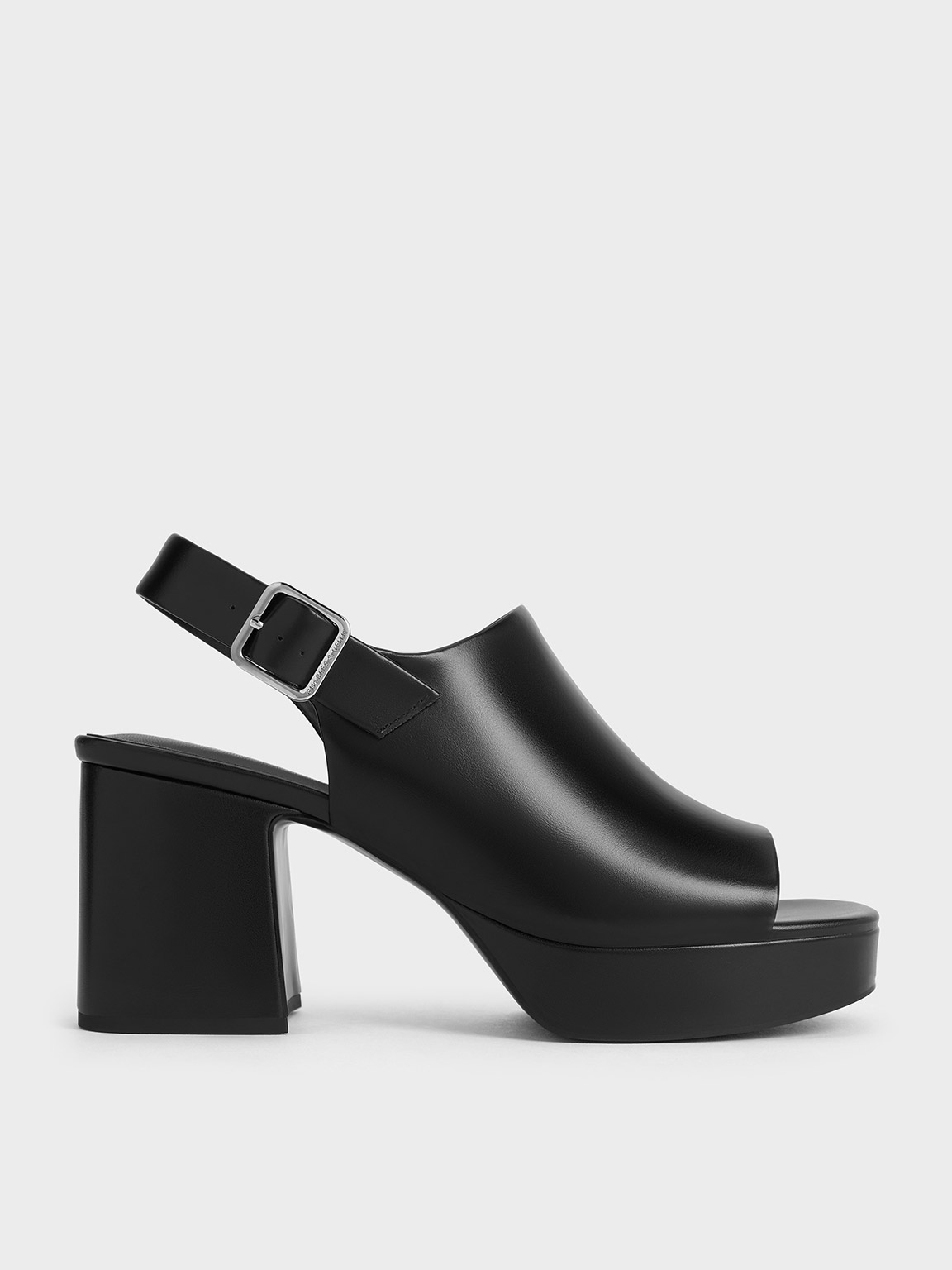 Black Peep-Toe Platform Sandals - CHARLES & KEITH US