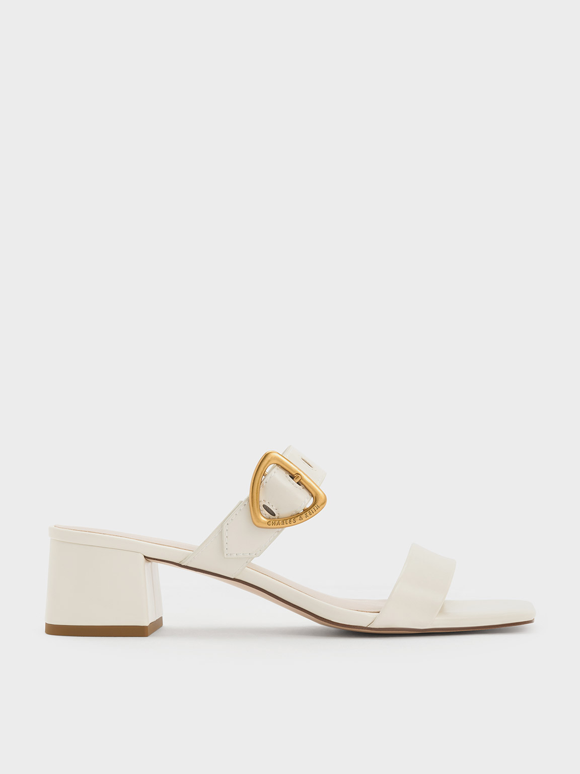 Chalk Studded Ankle-Strap Heeled Sandals, CHARLES & KEITH in 2023