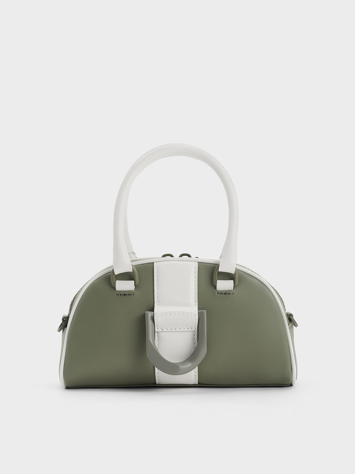 Sage Green Gabine Leather Saddle Bag - CHARLES & KEITH US