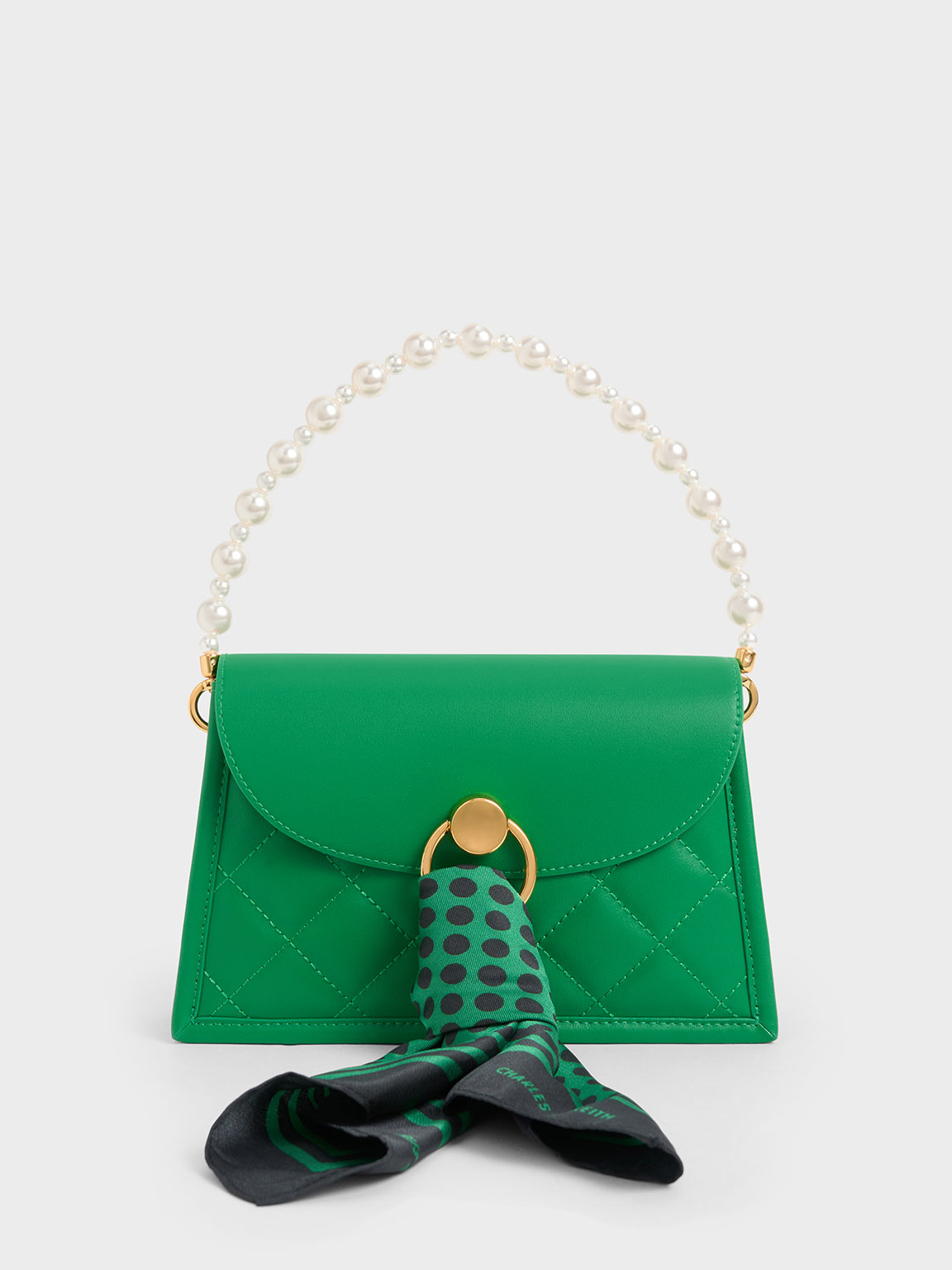 Green Roza Beaded Handle Scarf Bag - CHARLES & KEITH US