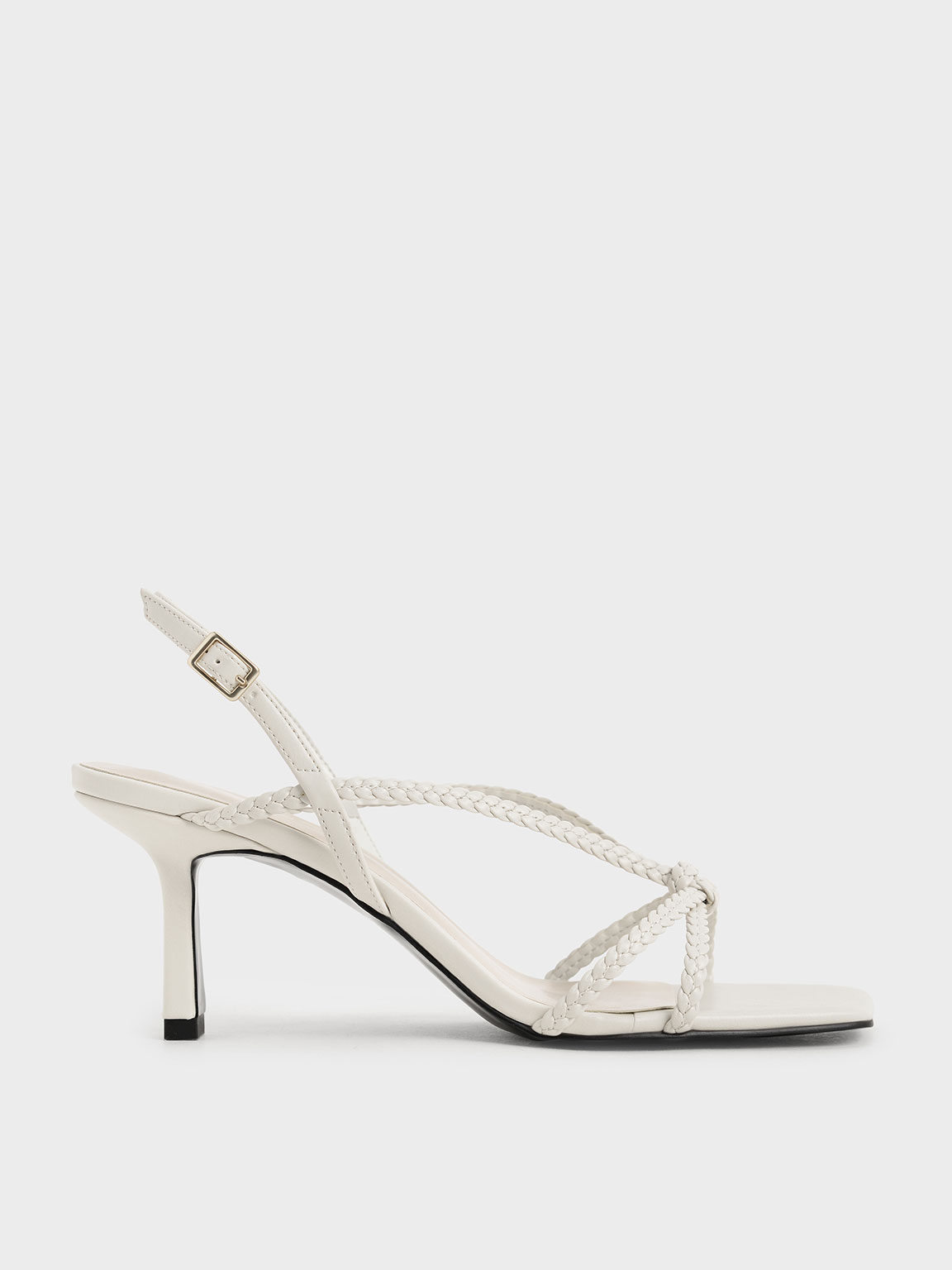 Chalk Braided Strap Heeled Sandals - CHARLES & KEITH International