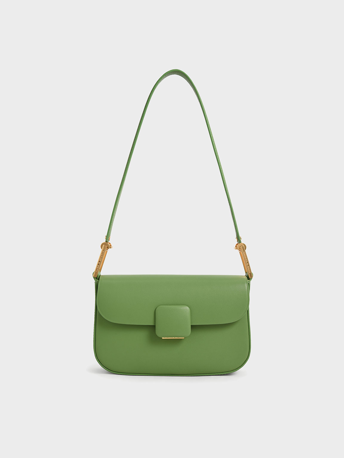 Green Koa Square Push-Lock Shoulder Bag - CHARLES & KEITH CA