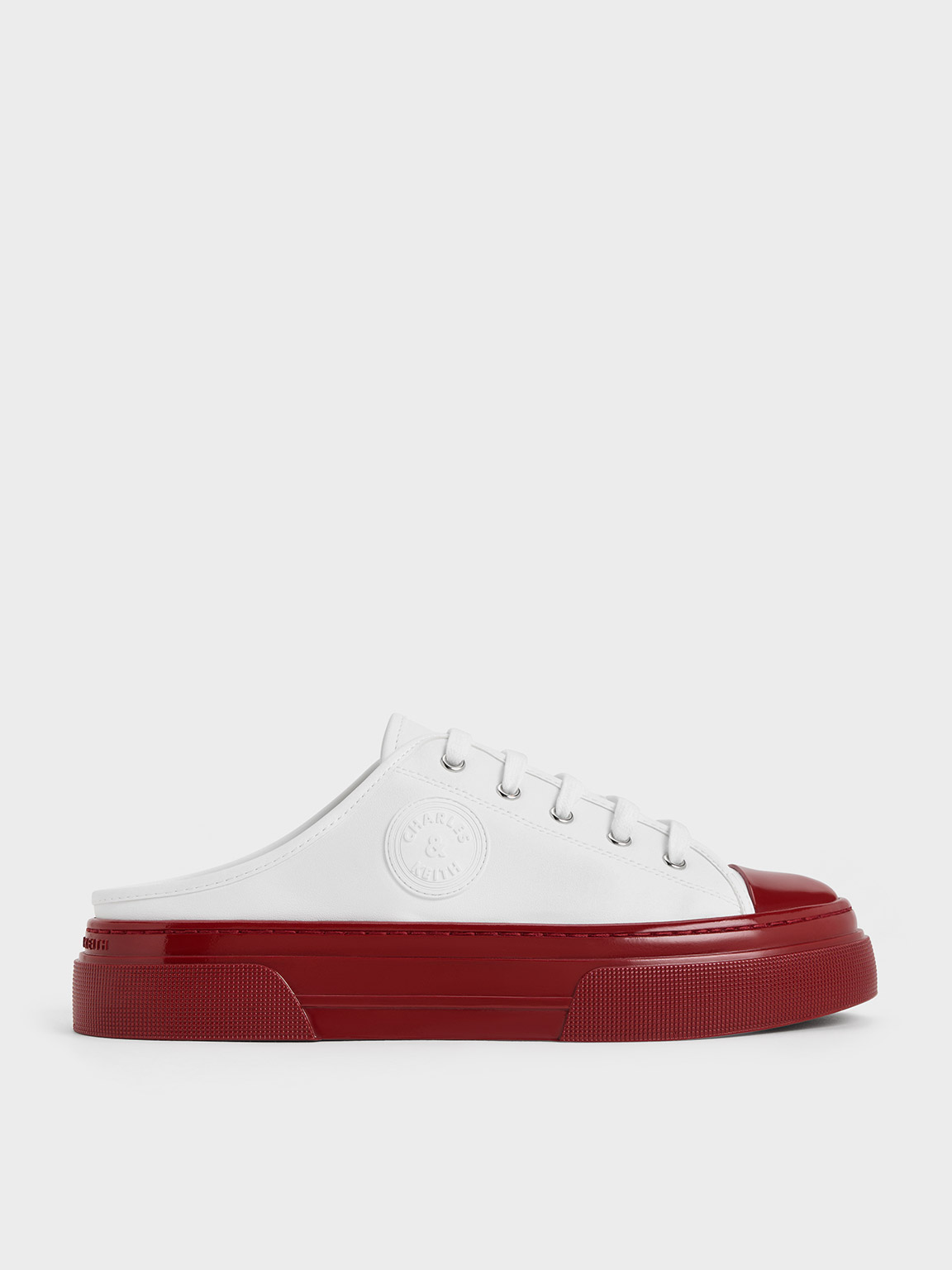 Charles & Keith Kay Two-tone Slip-on Trainers In Red