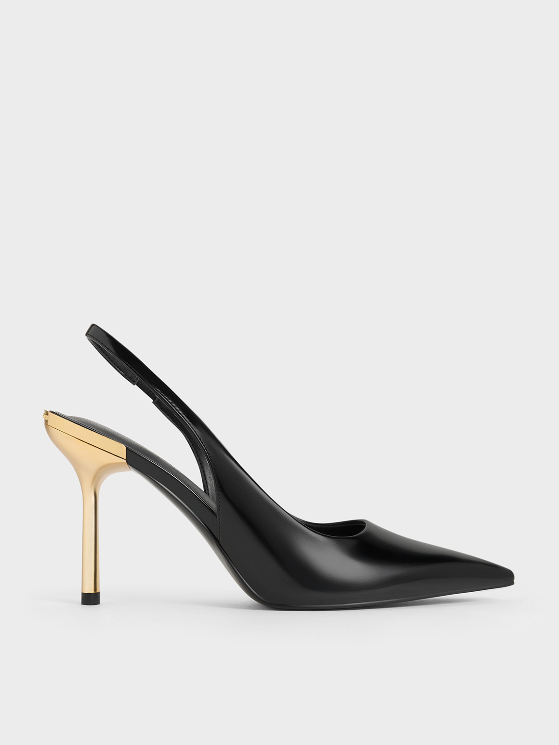 Blkbox Metallic-Heel Pointed-Toe Slingback Pumps - CHARLES & KEITH SG