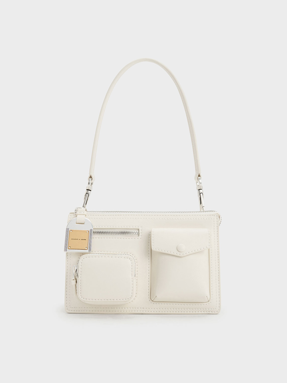 Cream Austen Multi-Pocket Shoulder Bag - CHARLES & KEITH US
