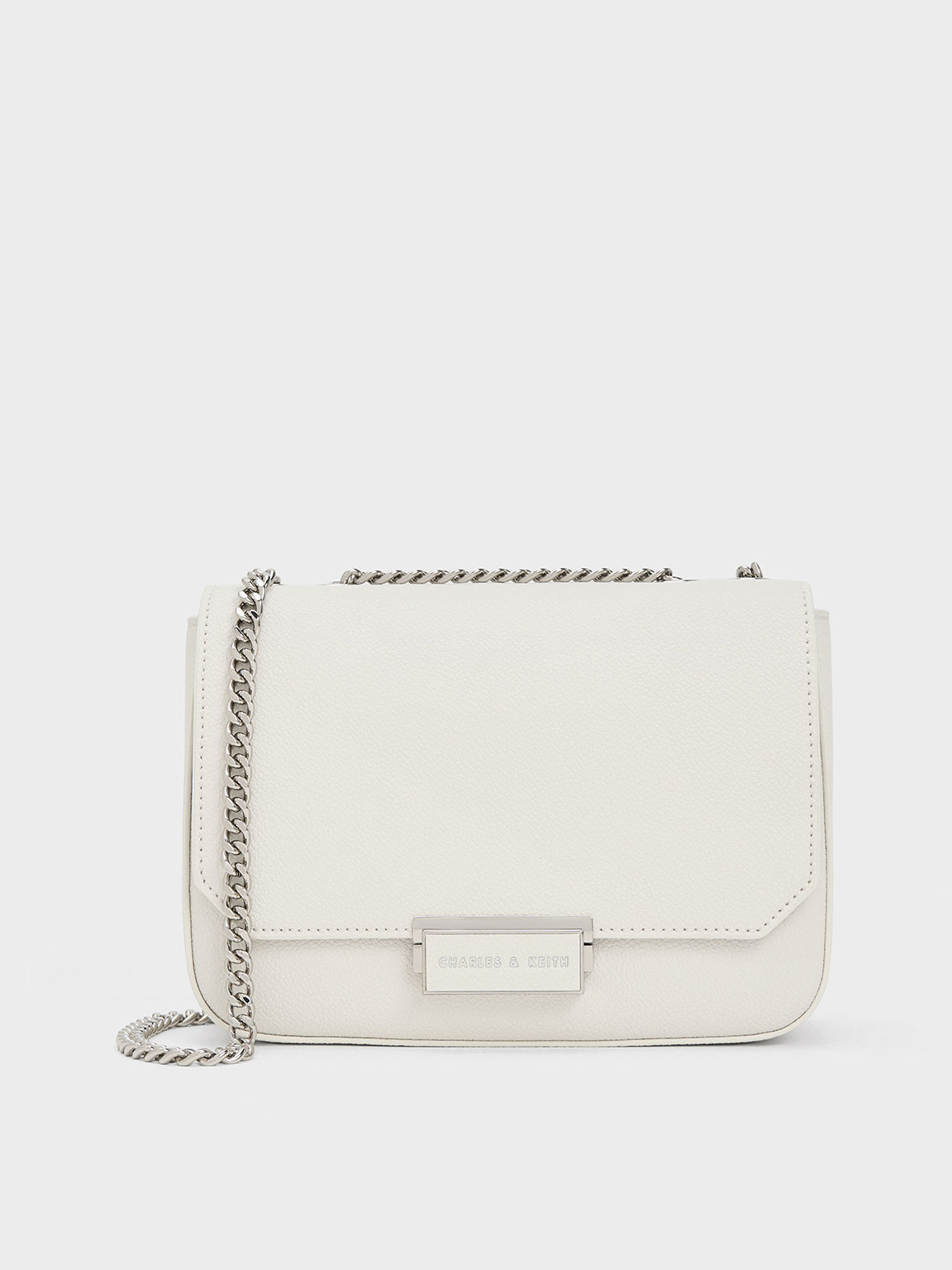White Chain Strap Shoulder Bag - CHARLES & KEITH MY