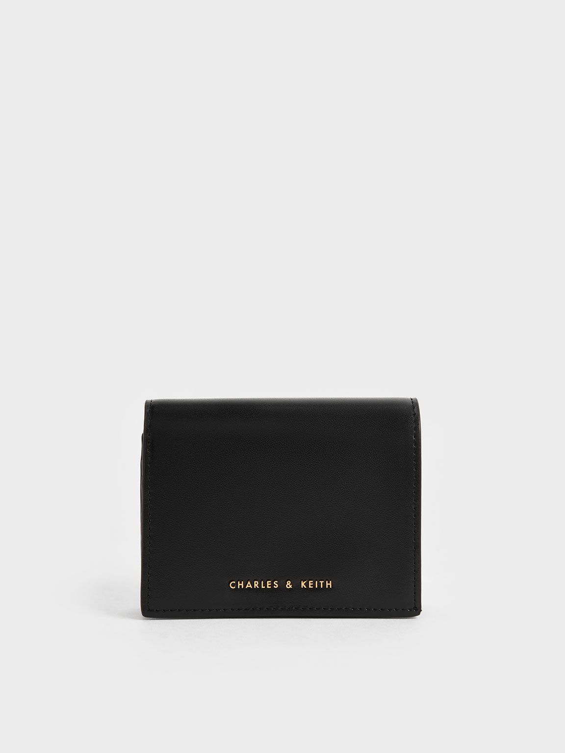 Black Snap Button Mini Short Wallet - CHARLES & KEITH US