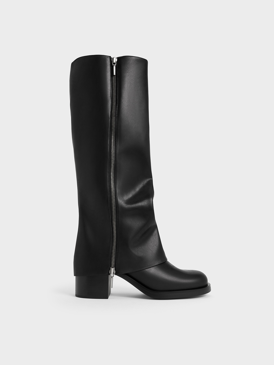 Charles Keith Women s Louise Side Zip Knee High Boots Black Knee Boots 9