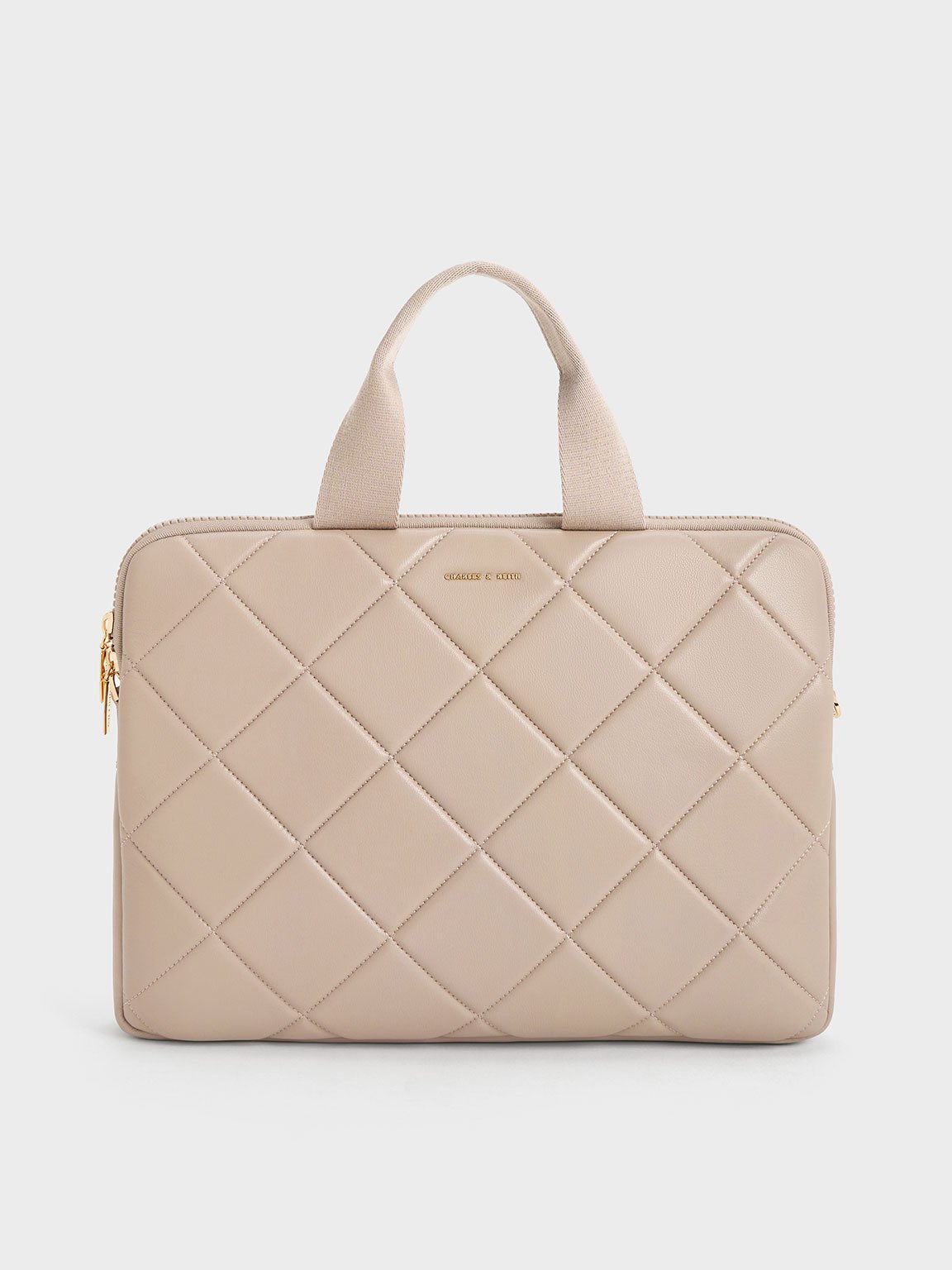 Taupe Aubrielle Quilted Laptop Bag CHARLES KEITH