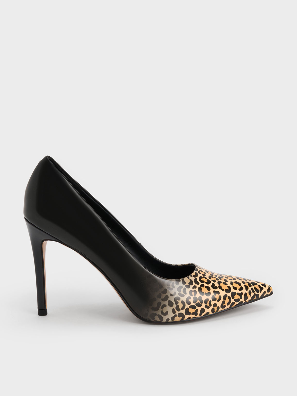 Women Heels Leopard Patent Leather Pumps Pointed Toe Stiletto