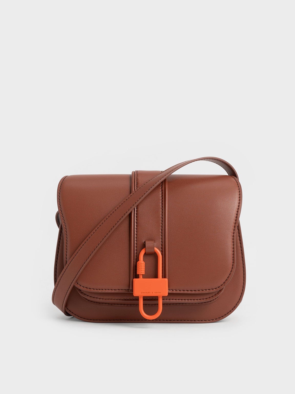 Brown Balta Padlock Crossbody Bag - CHARLES & KEITH MO