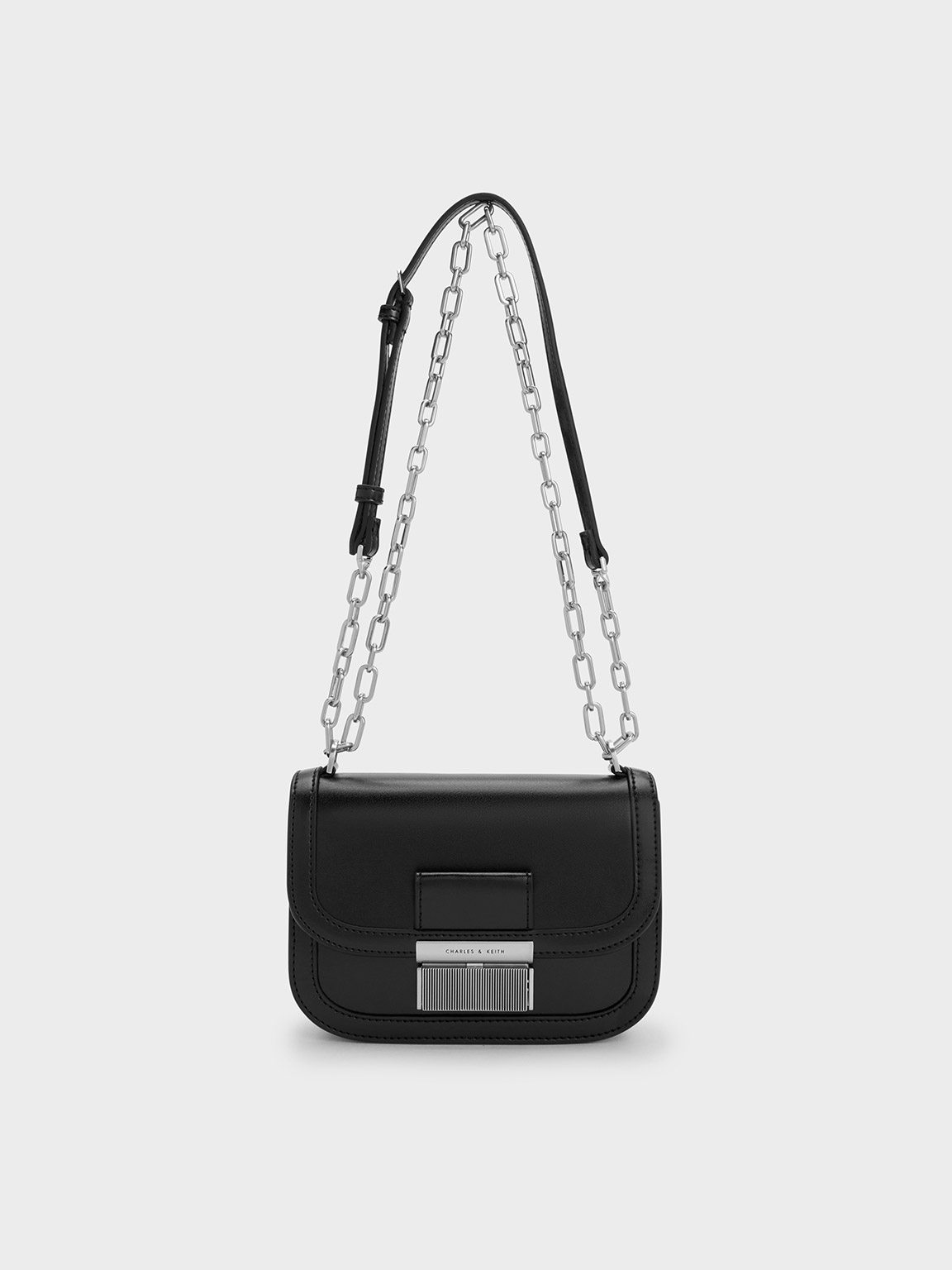 Black Quilted Chain Strap Bag - CHARLES & KEITH CA