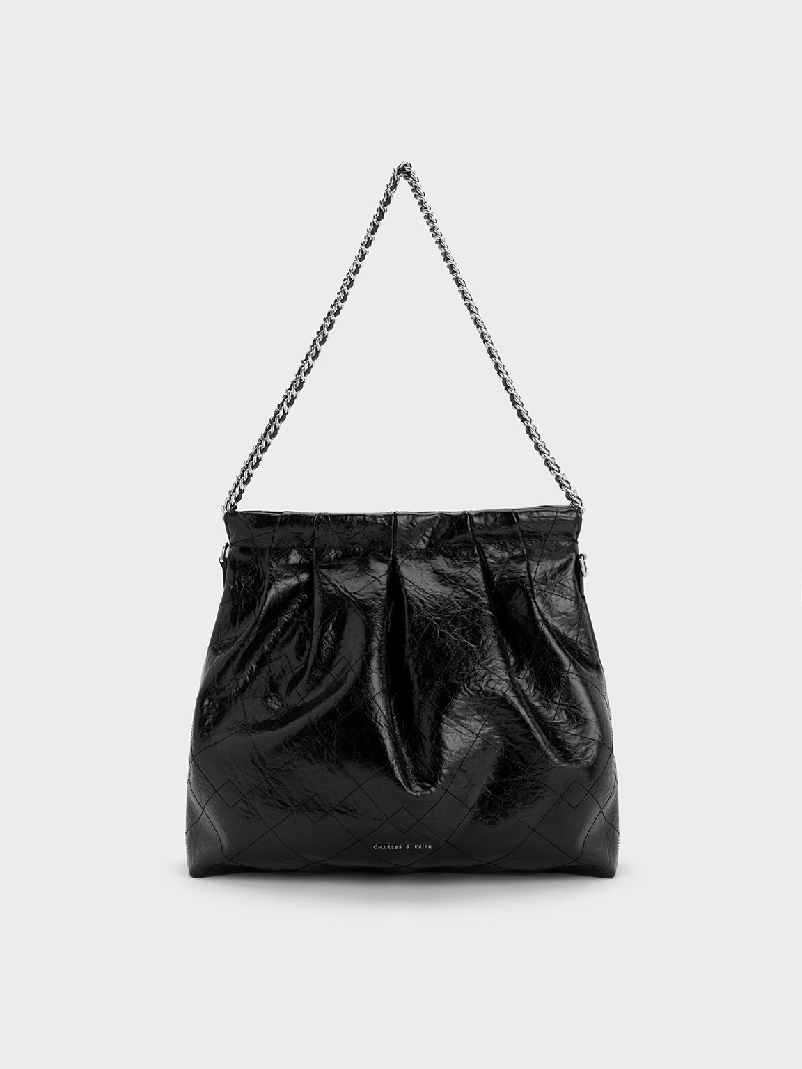Charles & Keith Duo Double Chain Hobo Bag In Black
